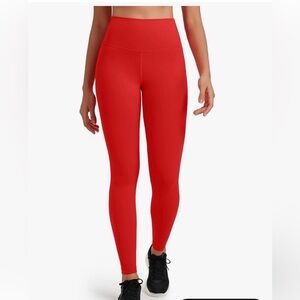 Heynuts full length ,high waisted butter soft workout pants. W small color red